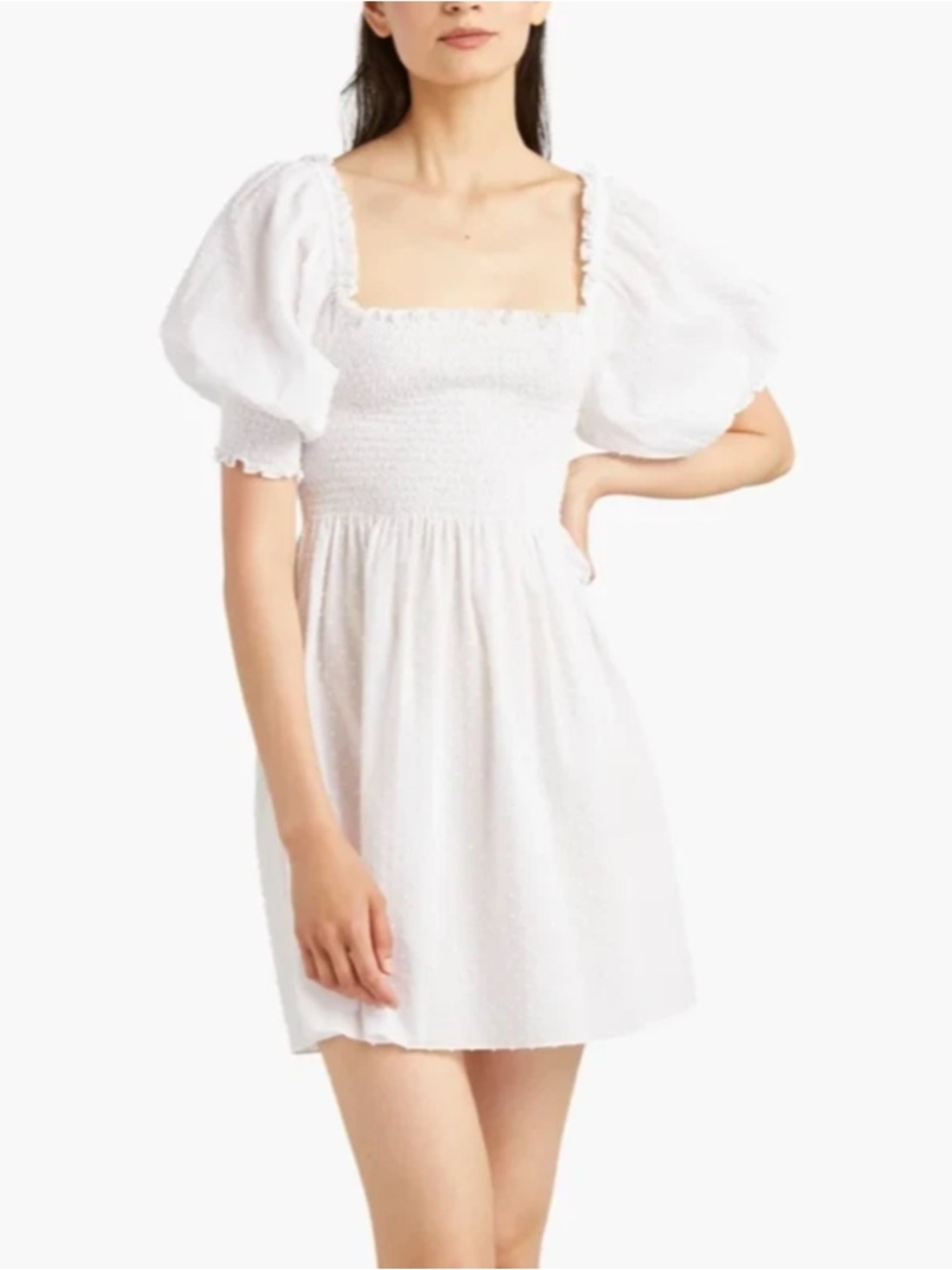 Hill House Athena Nap Dress White Swiss Dot Small